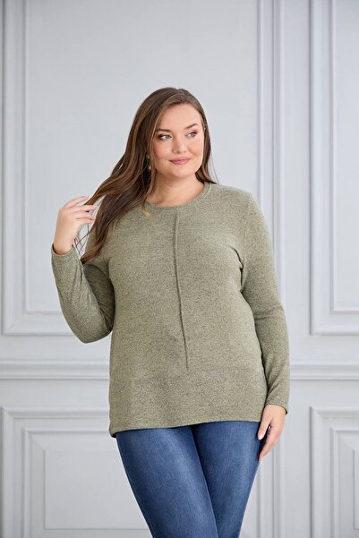 TUSSE Women's Elegant Soft Stone Embroidered Plus Size Cashmere Blouse