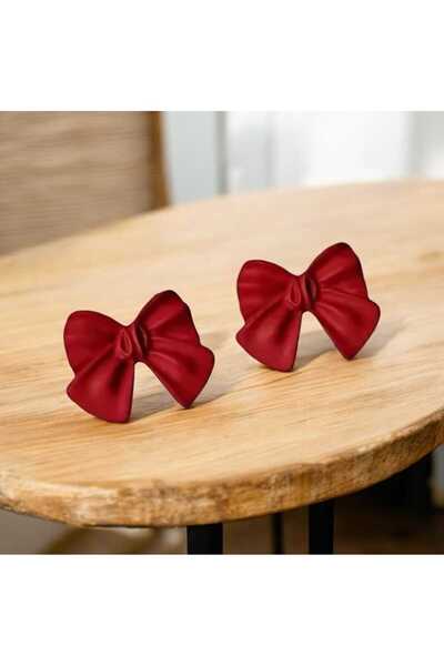 PAWNEST Red Bow Design Tiny Earrings – Small, Stylish, and Lightweight