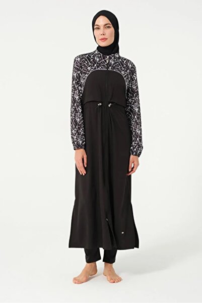 YUYİ Tesmay Plus Size Option Zippered Quick Drying Fabric Long Swimsuit