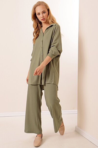 Hiccup Bdart Buttoned Long Sleeve Shirt & Pants Knitted Set