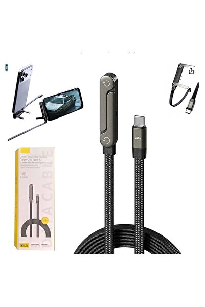 Basemo Type-c de Type-C ye Hem Stand Hem Şarj Kablosu Birarada