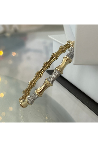 olvera shine 14k Orjinal xPİNG Antialerjen Zirkon Taşlı Boğum Kelepçe Gold