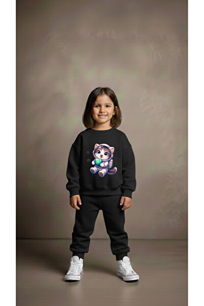 playwear Φούτερ ομάδας UZYL KEDİ με στάμπα για κορίτσια και αγόρια, με λαιμόκ...