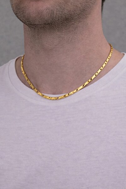 G Lady Unisex Sık Zincir Gold Künye Kolye Kararmaz Çelik