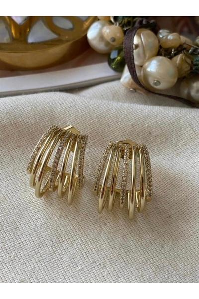 SELUVİA VIP 14K Altın Taşlı Kaburga Küpe | Şık ve Zarif Kadın Küpe Modeli