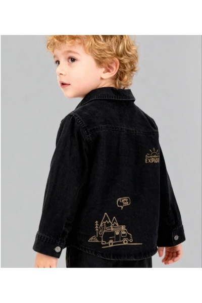 Butik طقم من 3 قطع للأولاد بنمط البوصلة باللون الأنثراسيت