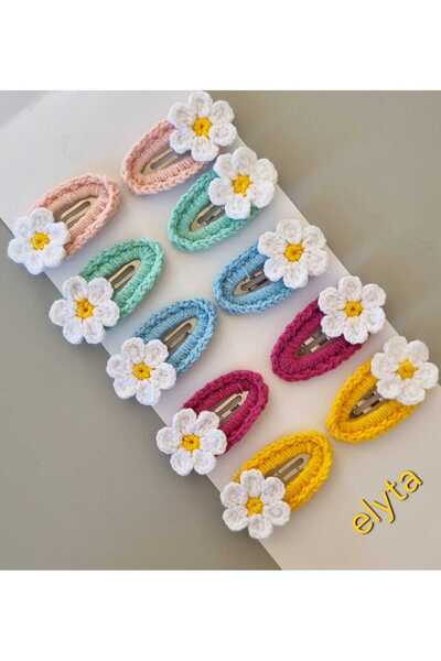 ELYTA Kız Çocuk Tokası El Örgüsü El Yapımı 10 lu Set Çıtçıt Toka – Saç Aksesuarı