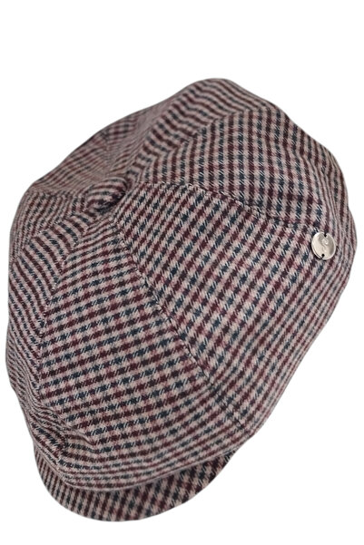ESUSO Düğmeli 8 Dilim Erkek Kareli Şapka , Erkek Kasket