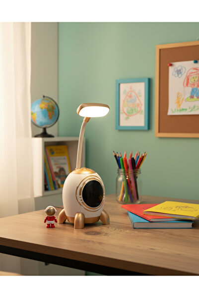 Home Uzay Mekiği Tasarımlı, Masa Ve Gece Lambası-Kablosuz-Şarj edilebilir