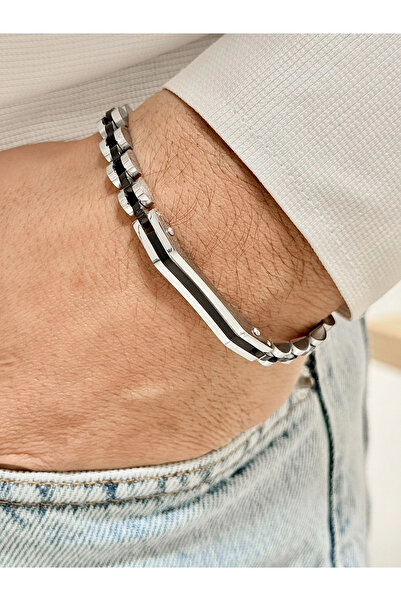 FERRO سوار رجالي من الفولاذ الفضي والأسود FRJ10126A-J مع ضمان لمدة عامين لا ي...