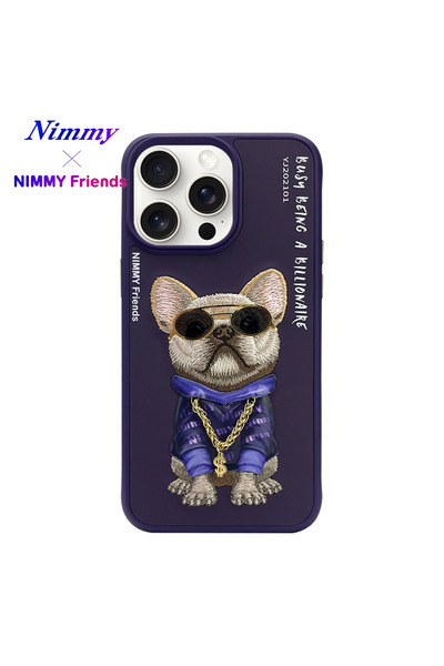 Nimmy iPhone 15 Uyumlu | 3D Gerçek Nakış İşlemeli Gözlük ve Zincir Detaylı Pr...