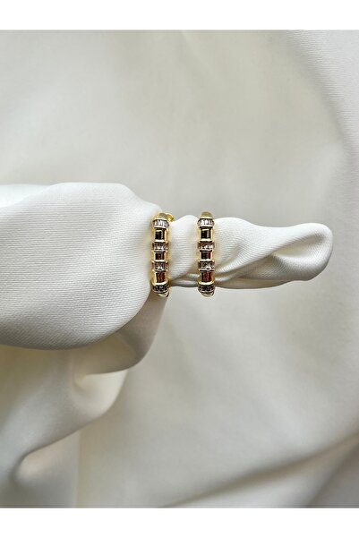 yeknova Xuping 14K Gold Renginde Trapez Taşlı Dörtgen Model Kararmaz Kadın Ha...