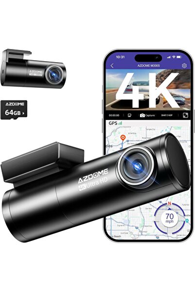 AZDOME كاميرا M300S الأمامية والخلفية بدقة 4K مع واي فاي 5G وبطاقة ذاكرة TF س...