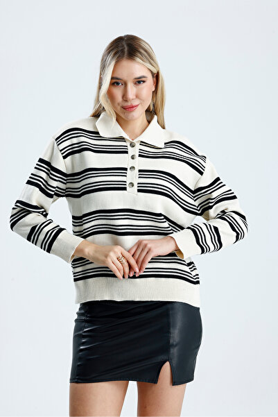 cemo Striped Polo Neck Knitwear Sweater
