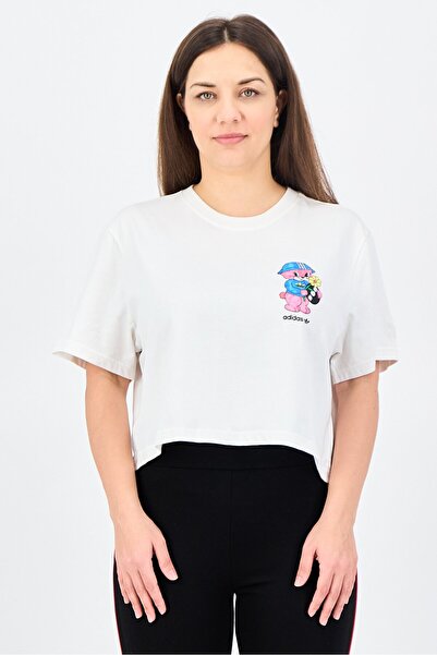 adidas Women Sportswear Fit Brand Logo Short Sleeve Top, White