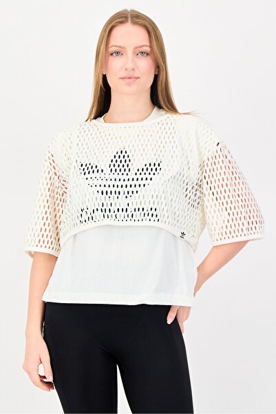 adidas Women Sportswear Fit Short Sleeve Outdoor Top, Off White