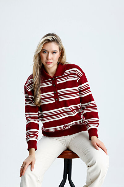 cemo Striped Polo Neck Knitwear Sweater