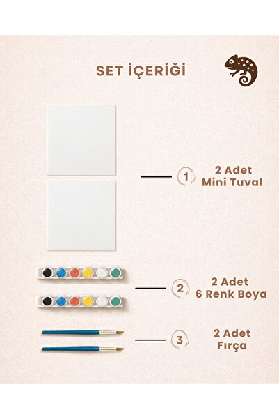 Artmanya 2’li Tuval Boyama Hobi Seti – Mini Tuval, 12 Renk Akrilik Boya, 2 Fırça