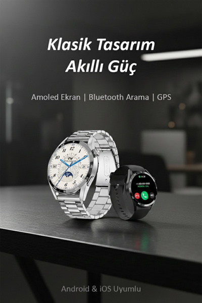 Tekvora Watch Klasik Erkek Akıllı Saat | AMOLED Ekran | Sesli Görüşme | GPS &...