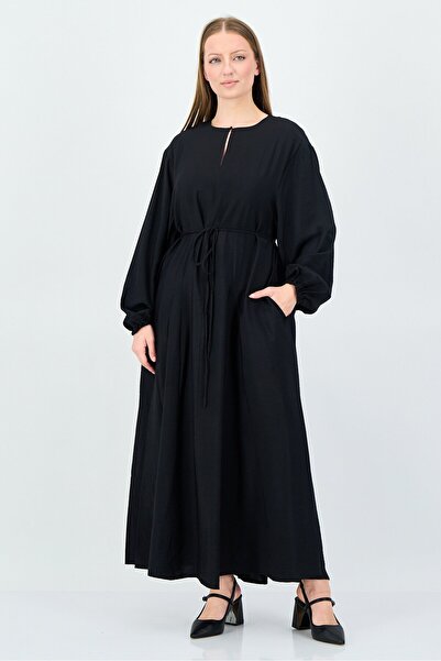 Anne Klein فستان ماكسي سادة للنساء، أسود