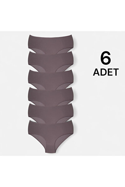 Erdenay Tekstil Combed Cotton Lycra Women's Bato Panties 6-Piece - Dark Dusty...