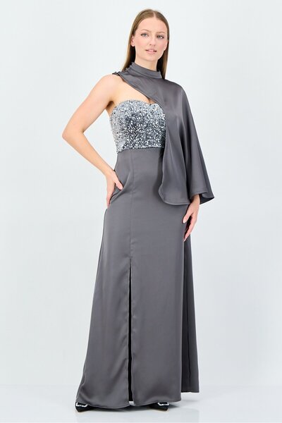 femi9 Women Embellished Maxi Dress, Grey