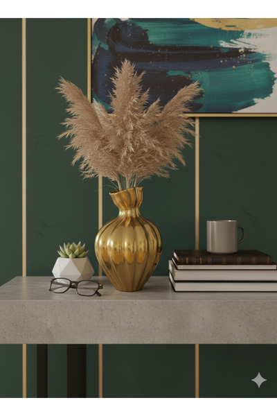 Velorahomee Χρυσοκίτρινο Γυαλιστερό Διακοσμητικό Βάζο - Μοντέρνο Κυματιστό Σχ...