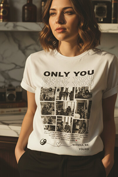 STONE HEART EU Kişiye Özel Çoklu Fotoğraf Baskılı Tişört - Only You Yazılı