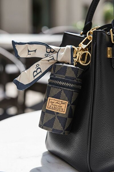 GIG Fular Detaylı Fermuarlı Premium Mini Çanta/Cüzdan Charm Aksesuar - Çok Am...