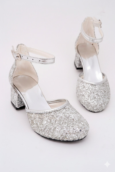 NeSe Shoes Girls' High Heel Shoes with Glitter and Rhinestone Bow, Evening Dr...