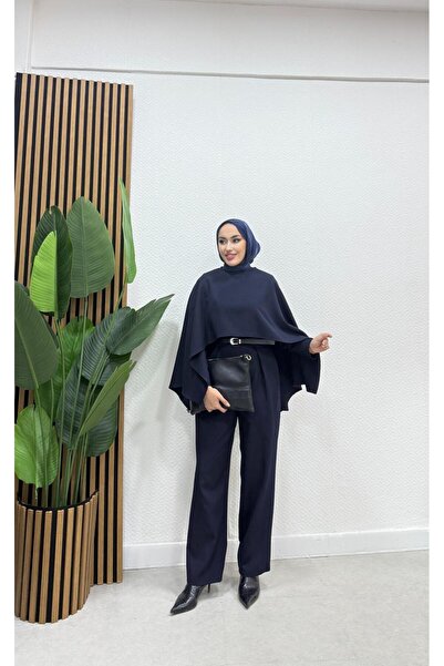 moda crn Klasik Kesim Pelerin Detaylı Tulum