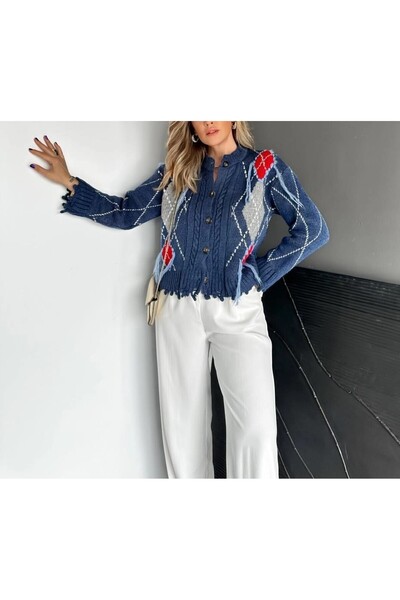 Burcia Baklava Pattern Fringed Cardigan