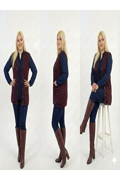 onno style women Banti Baklava Patterned Classic Knit Buttoned Vest