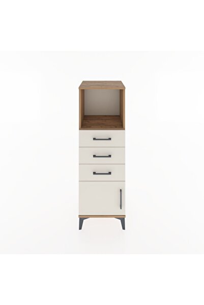 HUK Soreno Çok Amaçlı Dolap Tek Raflı 3 Çekmeceli Tek Kapaklı Çam-Aytaşı 44x4...