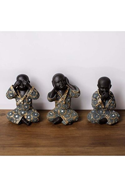 av Ethnic Decorative Set Monks "I Can't See, I Can't Hear, I Can't Speak" wit...