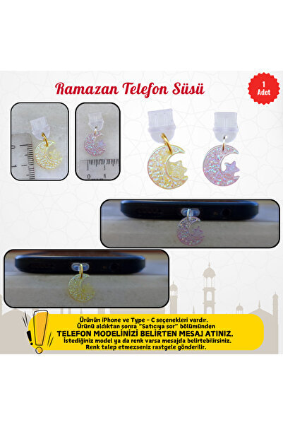 MUTLUYÜZ Ramazan Telefon Şarj Portu - Toz Tıpası Süsü, Telefon Aksesuar, Char...
