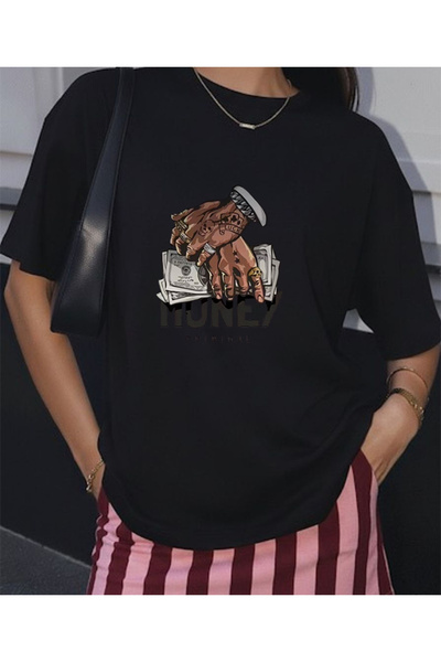 LORVEX Money Criminal Printed Oversized Unisex Cotton Tshirt - T-Shirt