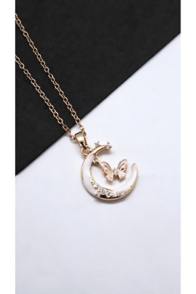 Serenity قلادة فولاذية على شكل هلال الفراشة