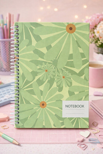 NaSaDAN A5 Spiralli Kareli Defter Günlük Not Ders ve Planlama Defteri - Çiçek...