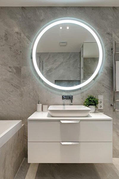 Ayna LAVABO LETLİ OVAL (75x 75 ) ELEKTİRKLİ MODELİ