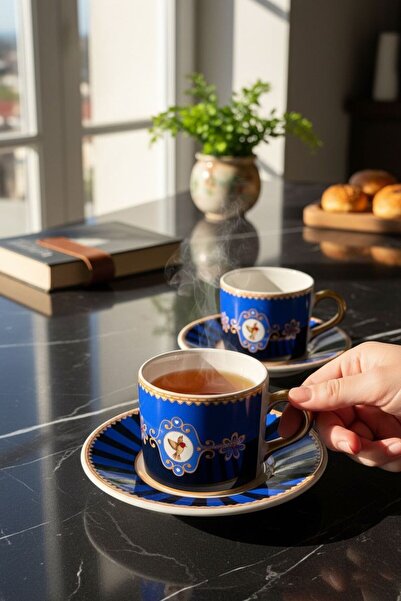 Onedekor 2 Kişilik Blue Bird Double Kahve Fincanı