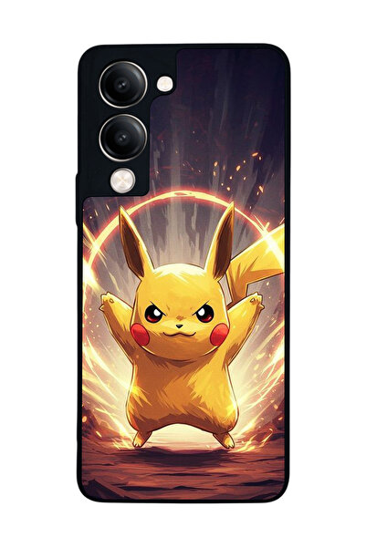 Aksel Kılıf متوافق مع Vivo Y19 5G مطبوع ، أسود غير لامع، سيليكون ناعم، واقي، ...