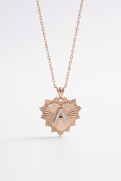 Parmas Design Kalp Plaka Harfli Kişiye Özel Kadın 925 Ayar Gümüş Kolye