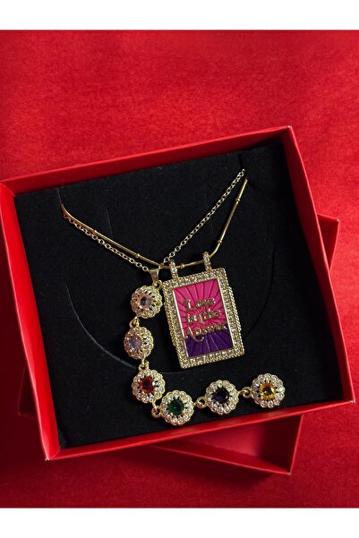 Mihristore Steel Necklace Set Gift 2-Piece Necklace Set Valentine's Day Speci...