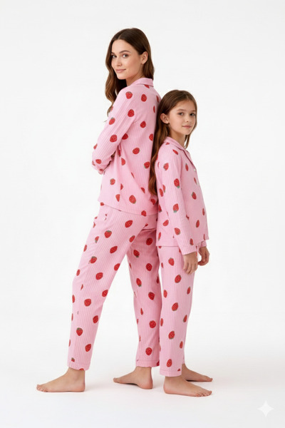 ARN HOMEWEAR ARNHOMEWEAR anne-kız kombini yumuşacık milan kumaş pijama takımı...