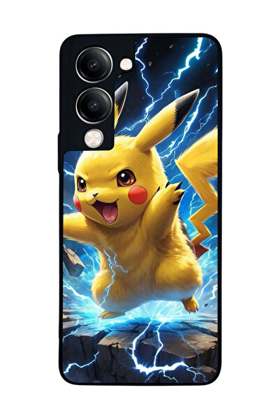 Aksel Kılıf متوافق مع Vivo Y19 5G مطبوع ، أسود غير لامع، سيليكون ناعم، واقي، ...