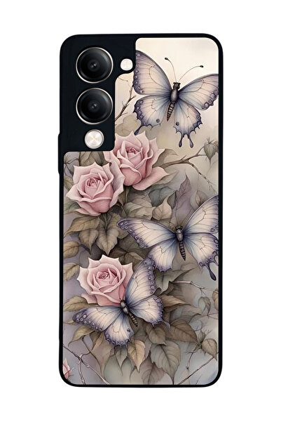 Aksel Kılıf متوافق مع Vivo Y19 5G مطبوع ، أسود غير لامع، سيليكون ناعم، واقي، ...