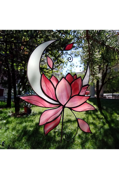 Veronica Peyzaj Çiçek Desenli Vitray Serisi | Lotus Çiçeği