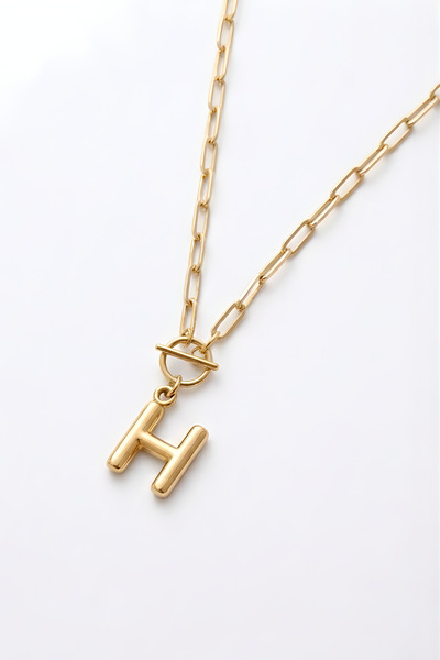 Parmas Design Bombe Harf Kişiye Özel Ataç Zincirli 925 Ayar Gümüş Kadın Kolye