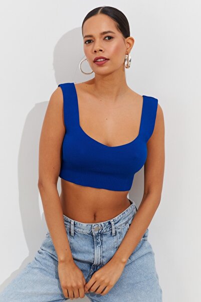 Be Best Women's Cobalt Knitwear Crop Tank Top Be320